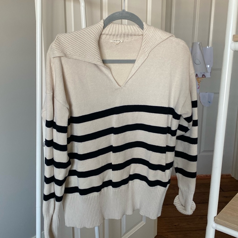 Striped collared sweater